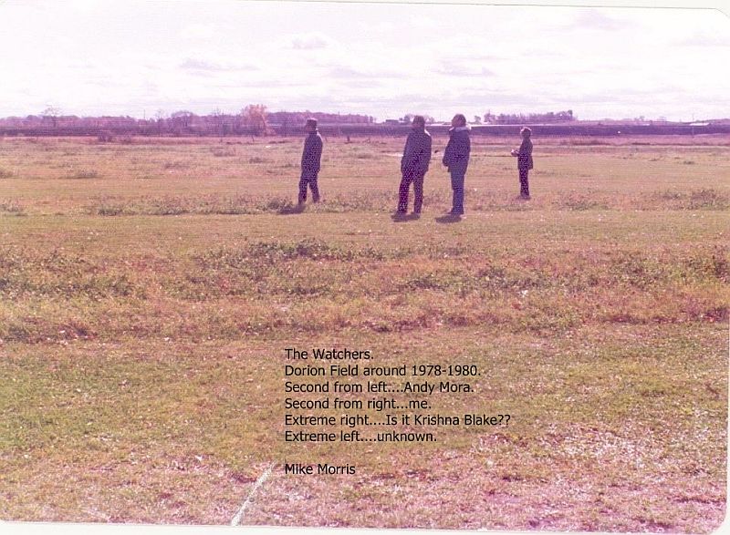 The Watchers.....Dorion Field around 1979? See caption on photo. Is that Krishna Blake on the far right testing my latest plane for me?